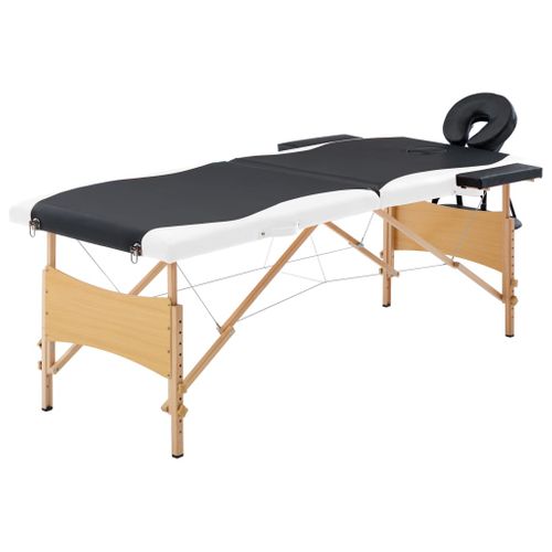 Table De Massage Pliable 2 Zones Bois Noir Et Blanc