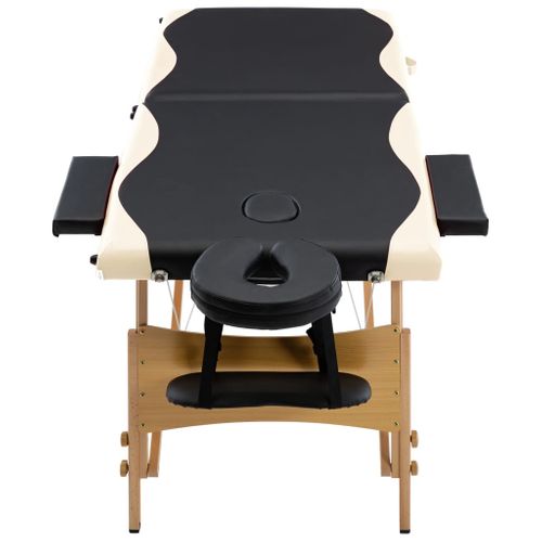 Table De Massage Pliable 2 Zones Bois Noir Et Beige