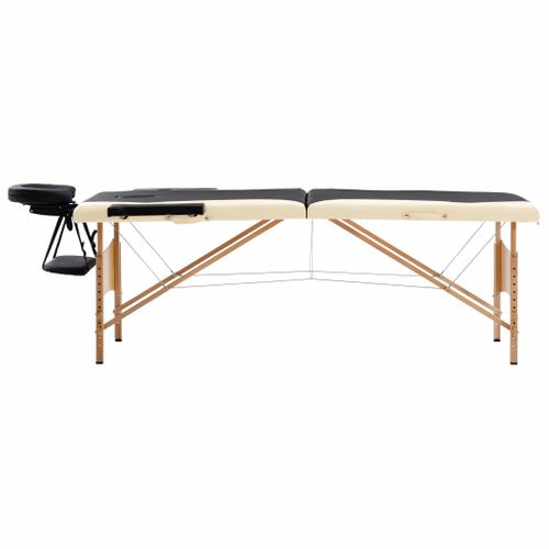 Table De Massage Pliable 2 Zones Bois Noir Et Beige
