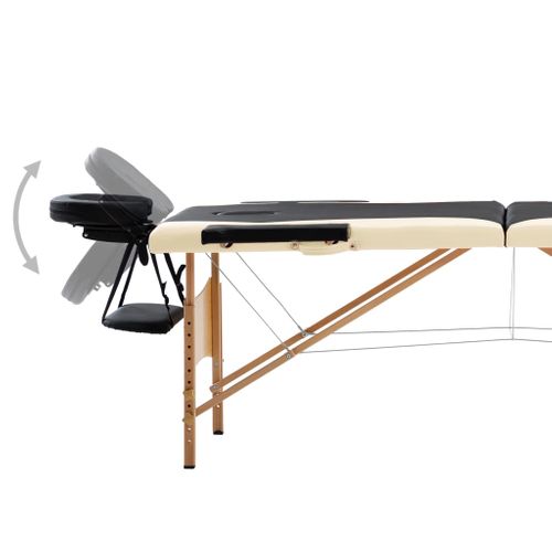 Table De Massage Pliable 2 Zones Bois Noir Et Beige
