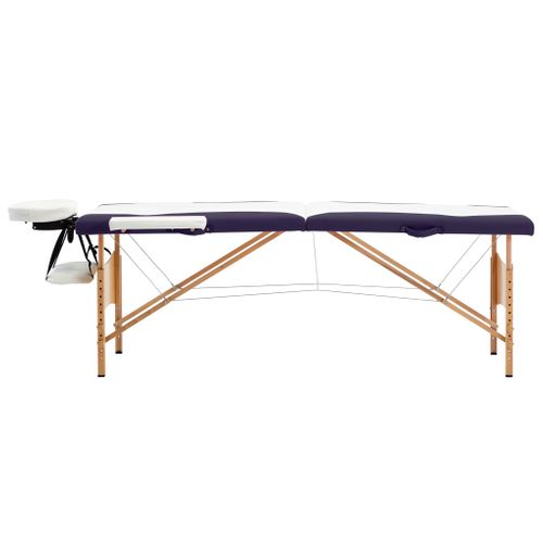 Table De Massage Pliable 2 Zones Bois Blanc Et Violet