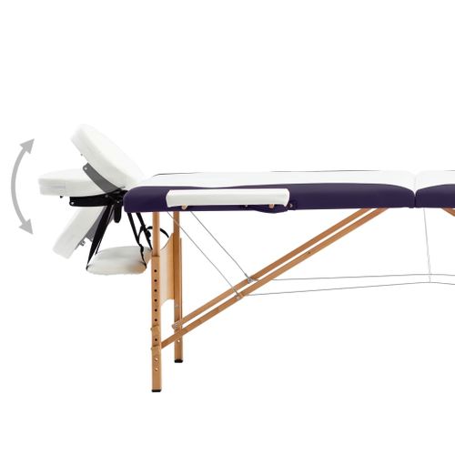 Table De Massage Pliable 2 Zones Bois Blanc Et Violet