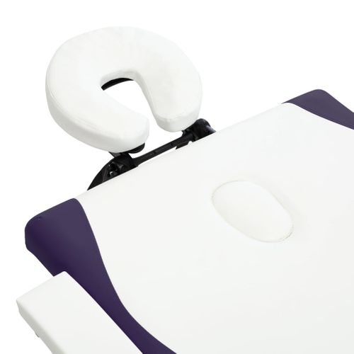 Table De Massage Pliable 2 Zones Bois Blanc Et Violet