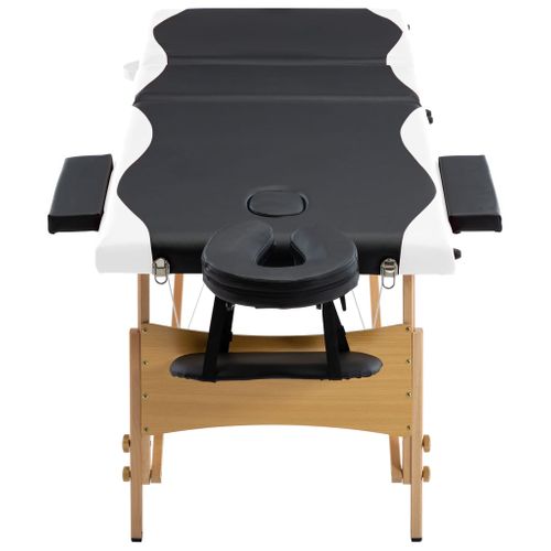 Table De Massage Pliable 3 Zones Bois Noir Et Blanc