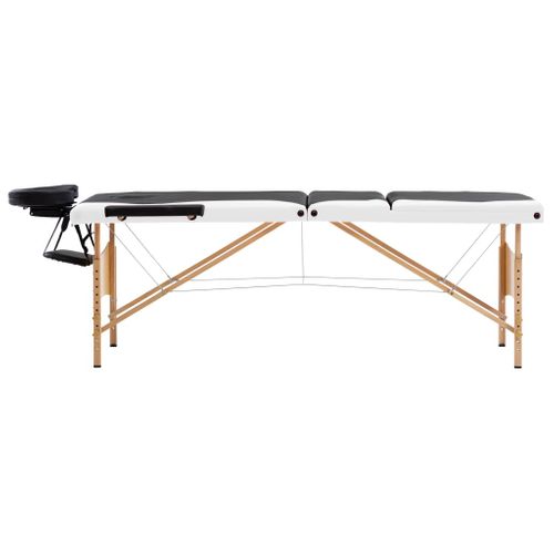 Table De Massage Pliable 3 Zones Bois Noir Et Blanc