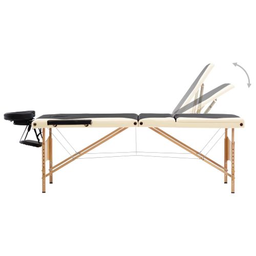Table De Massage Pliable 3 Zones Bois Noir Et Beige