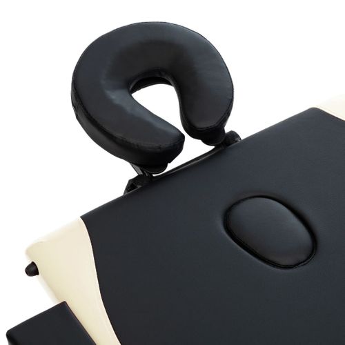 Table De Massage Pliable 3 Zones Bois Noir Et Beige