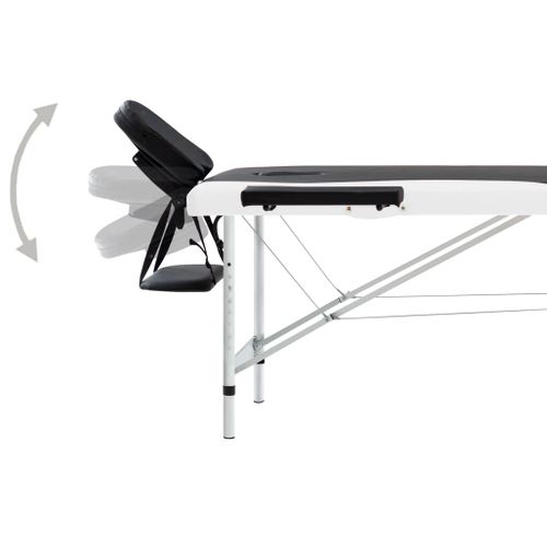 Table De Massage Pliable 2 Zones Aluminium Noir Et Blanc