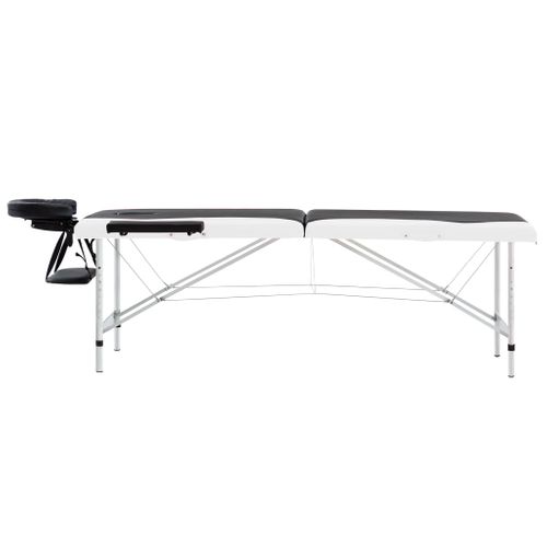 Table De Massage Pliable 2 Zones Aluminium Noir Et Blanc