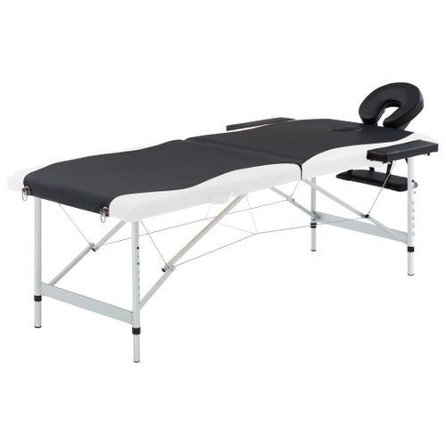 Table De Massage Pliable 2 Zones Aluminium Noir Et Blanc