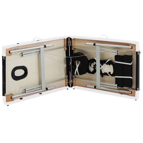 Table De Massage Pliable 2 Zones Aluminium Noir Et Blanc
