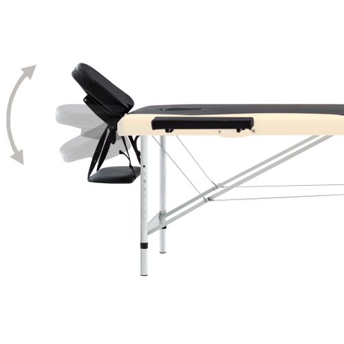 Table De Massage Pliable 2 Zones Aluminium Noir Et Beige