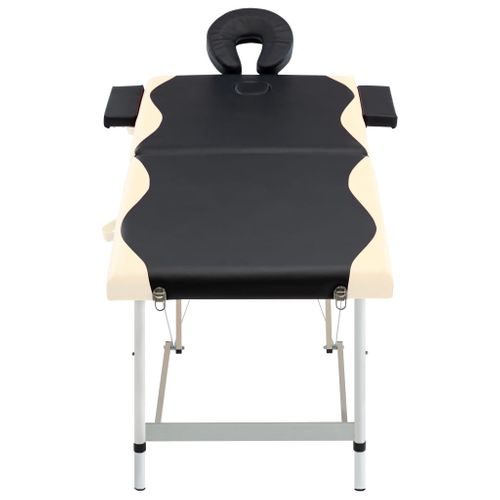Table De Massage Pliable 2 Zones Aluminium Noir Et Beige