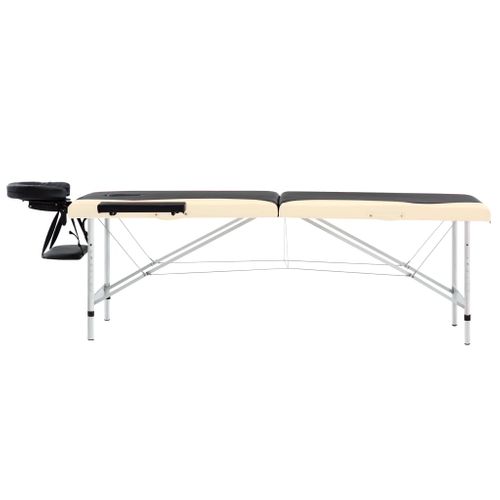 Table De Massage Pliable 2 Zones Aluminium Noir Et Beige