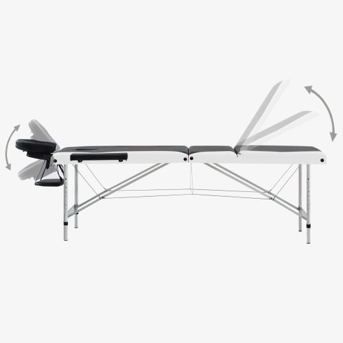 Table De Massage Pliable 3 Zones Aluminium Noir Et Blanc