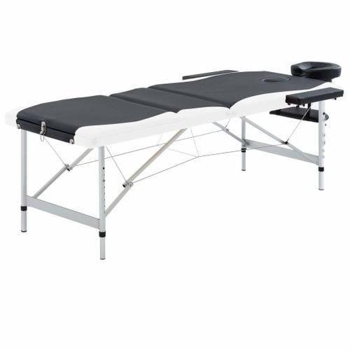 Table De Massage Pliable 3 Zones Aluminium Noir Et Blanc