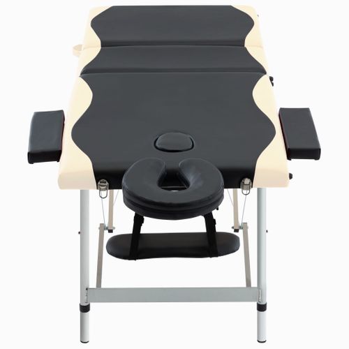 Table De Massage Pliable 3 Zones Aluminium Noir Et Beige