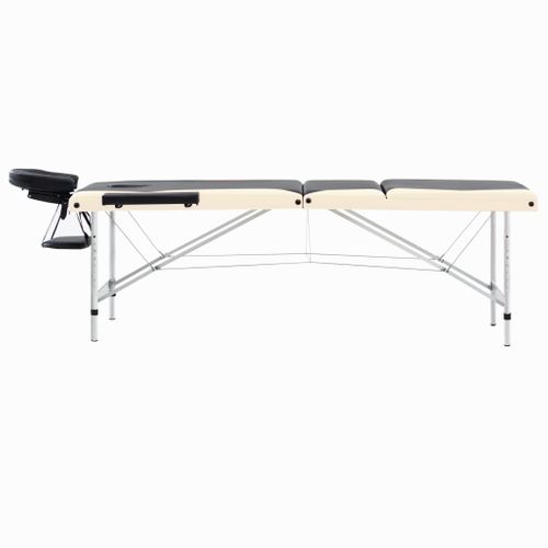Table De Massage Pliable 3 Zones Aluminium Noir Et Beige