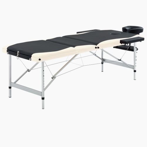 Table De Massage Pliable 3 Zones Aluminium Noir Et Beige