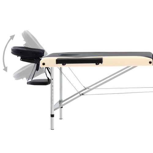 Table De Massage Pliable 3 Zones Aluminium Noir Et Beige