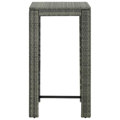 Table De Bar De Jardin Gris 60,5x60,5x110,5 Cm Résine Tressée