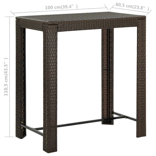 Table De Bar De Jardin Marron 100x60,5x110,5 Cm Résine Tressée