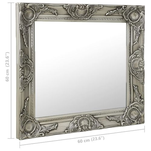Miroir Mural Style Baroque 60x60 Cm Argenté