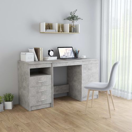 Bureau Gris Béton 140x50x76 Cm Aggloméré
