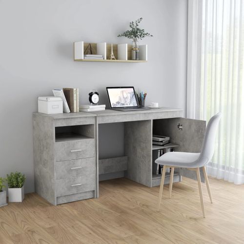 Bureau Gris Béton 140x50x76 Cm Aggloméré
