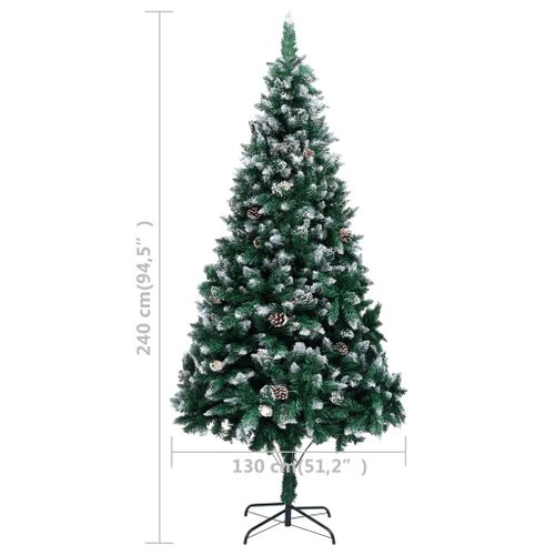 Sapin De Noël Avec Pommes De Pin Et Neige Blanche 240 Cm