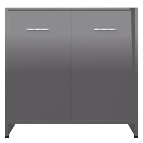 Meuble Sous-Vasque De Salle De Bain Gris Brillant 60x33x61 Cm Aggloméré