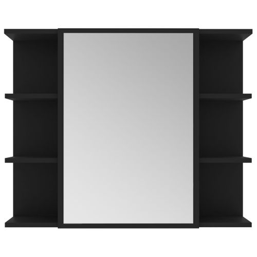 Cabinet Miroir De Salle De Bain Avec 8 Étagères Noir 80x20,5x64 Cm Bois Composé