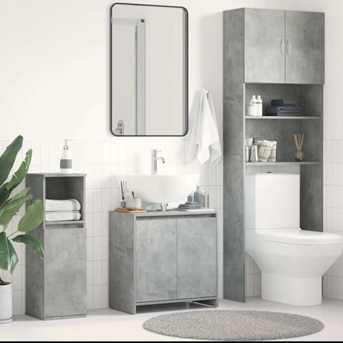 Armoire De Salle De Bain Gris Béton 60x33x61 Cm Aggloméré