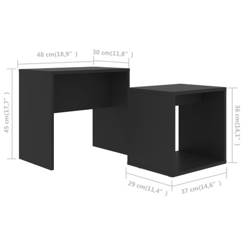 Ensemble De Table Basse Noir 48x30x45 Cm Bois Contreplaqué