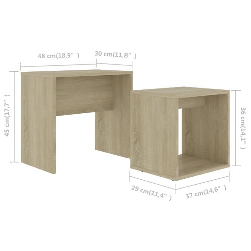 Ensemble De Table Basse Chêne Sonoma 48x30x45cm Bois Ingénierie