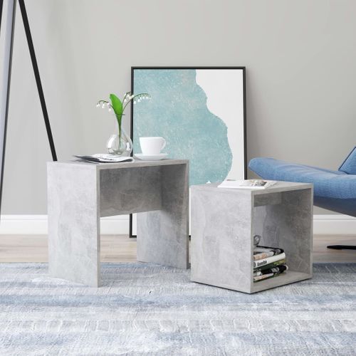 Ensemble De Table Basse Gris Béton 48x30x45 Cm Bois Ingénierie