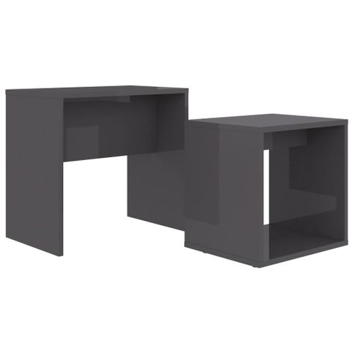 Ensemble De Table Basse Gris Brillant Bois Contreplaqué