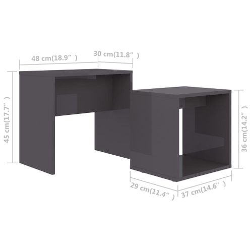 Ensemble De Table Basse Gris Brillant Bois Contreplaqué