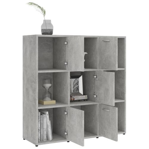 Bibliothèque Gris Béton 90x30x90 Cm Bois D’ingénierie