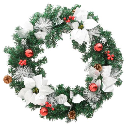Couronne De Noël Avec Lumières LED Vert 60 Cm Pvc