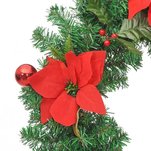 Couronne De Noël Avec Lumières LED Vert 60 Cm Pvc