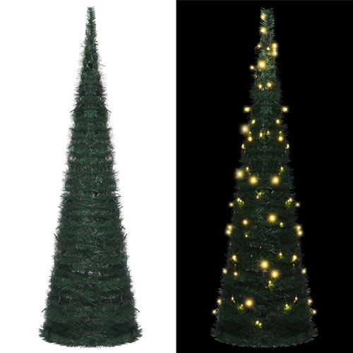 Sapin De Noël Artificiel Avec Guirlandes Et LED Vert 150 Cm