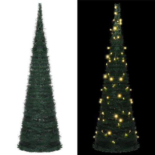 Sapin De Noël Artificiel Avec Guirlandes Et LED Vert 150 Cm