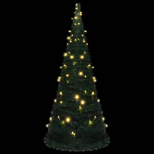 Sapin De Noël Artificiel Avec Guirlandes Et LED Vert 210 Cm