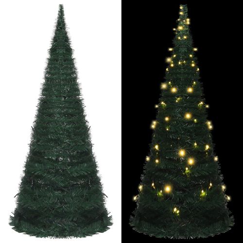 Sapin De Noël Artificiel Avec Guirlandes Et LED Vert 210 Cm