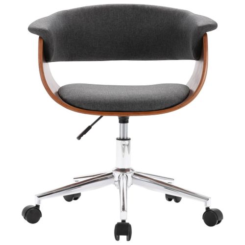 Chaise Pivotante De Bureau Gris Bois Courbé Et Tissu