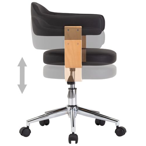 Chaise Pivotante De Bureau Noir Bois Courbé Et Simili