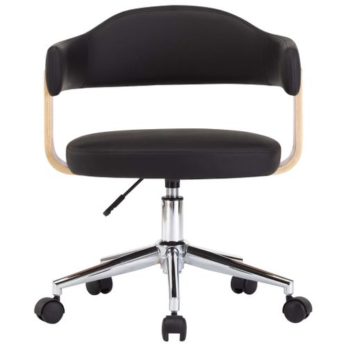 Chaise Pivotante De Bureau Noir Bois Courbé Et Simili