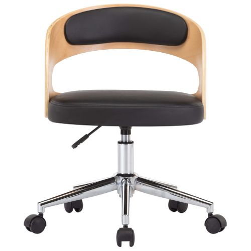 Chaise Pivotante De Bureau Noir Bois Courbé Et Simili
