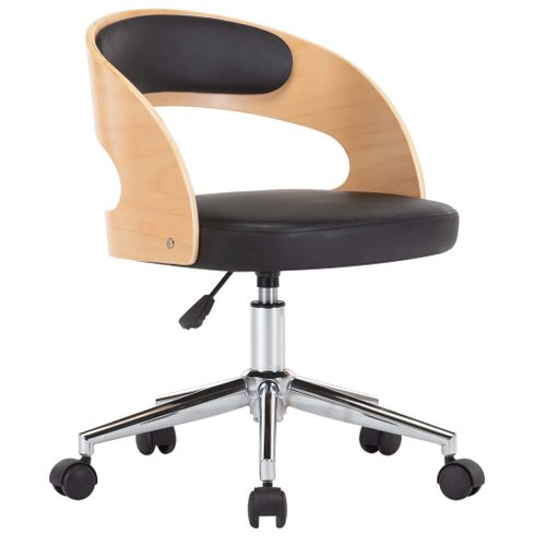 Chaise Pivotante De Bureau Noir Bois Courbé Et Simili